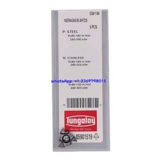 Original Tungaloy 16ERAG60-B-AH725 AH725 Carbide Insert | Stainless Steel & More (10 PCS)