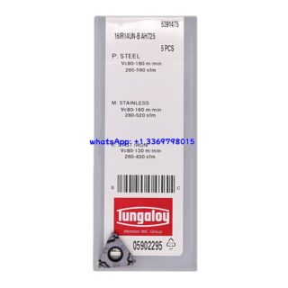 Original Tungaloy 16IR14UN-B-AH725 AH725 Carbide Insert | Stainless Steel & More (10 PCS)