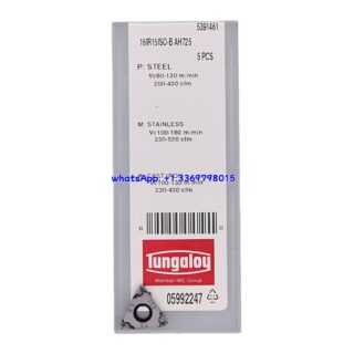 Original Tungaloy 16IR15ISO-B-AH725 AH725 Carbide Insert | Stainless Steel & More (10 PCS)
