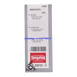 Original Tungaloy 16IR30ISO-B-AH725 AH725 Carbide Insert | Stainless Steel & More (10 PCS)