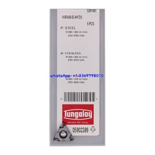 Original Tungaloy 16IRA60-B-AH725 AH725 Carbide Insert | Stainless Steel & More (10 PCS)
