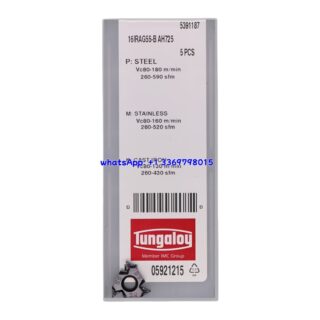 Original Tungaloy 16IRAG55-B-AH725 AH725 Carbide Insert | Stainless Steel & More (10 PCS)