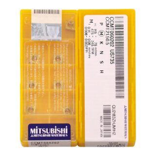 Original Mitsubishi CCMT060202 US735 Carbide Turning Insert - Diamond 80° | Steel & More (10 PCS)