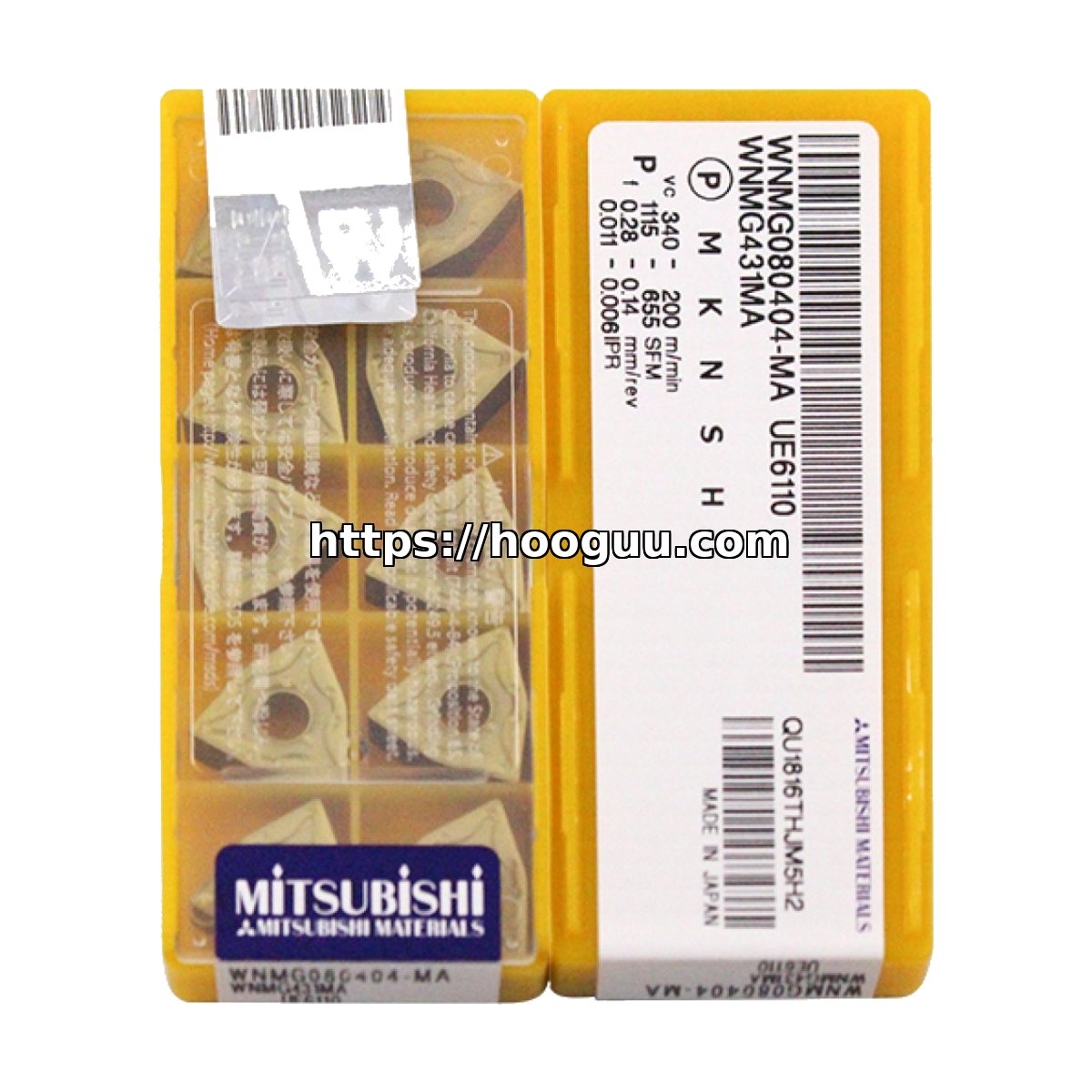 Original Mitsubishi WNMG080404-MA UE6110 Carbide Turning Insert - Trigon 80° | Steel & More (10 PCS)