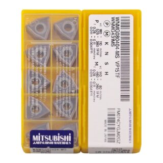 Original Mitsubishi WNMG080404-MS VP15TF Carbide Turning Insert - Trigon 80° | Steel, Stainless Steel (10 PCS)