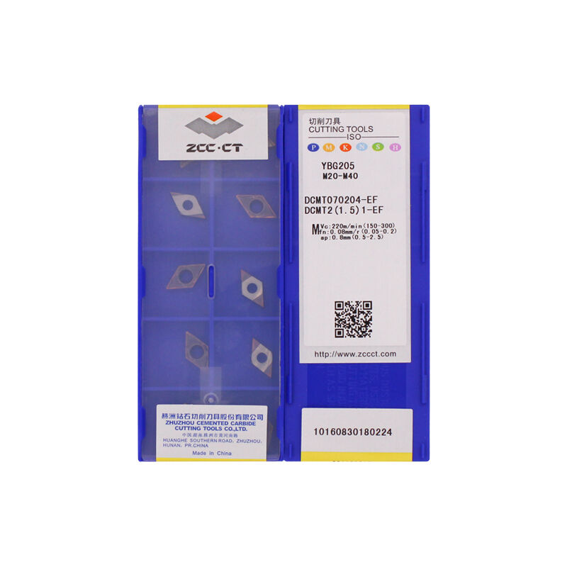 ZCC DCMT070204-EF YBG205 Carbide Turning Insert - Diamond 55° | Steel, Stainless Steel (10 PCS)