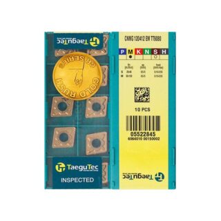 Original TaeguTec CNMG120412-EM TT9080 Carbide Turning Insert - Diamond 80° | Stainless Steel & More (10 PCS)