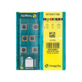 Original TaeguTec SCMT09T308-PC TT9080 Carbide Turning Insert - Square | Stainless Steel & More (10 PCS)