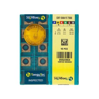 Original TaeguTec SCMT120404-PC TT9080 Carbide Turning Insert - Square | Stainless Steel & More (10 PCS)