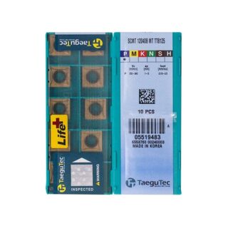 Original TaeguTec SCMT120408-MT TT8125 Carbide Turning Insert - Square | Steel (10 PCS) TT8125B SCMT120408-MT TT8125B