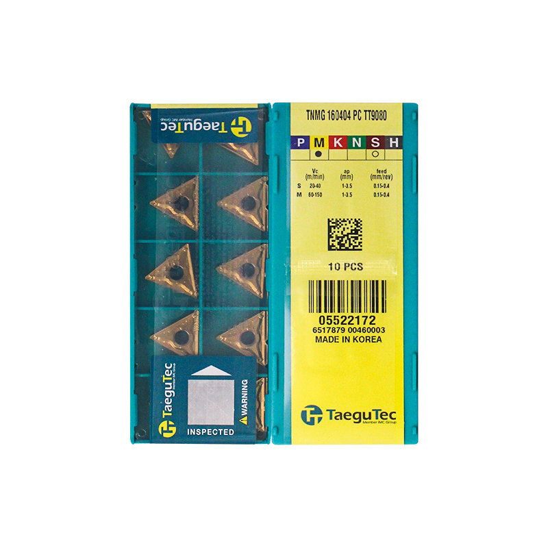 Taegutec TNMG160404-PC TT9080 Carbide Turning Insert - Triangle | Stainless Steel & More (10 PCS)
