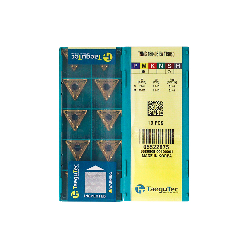 Taegutec TNMG160408-EA TT9080 Carbide Turning Insert - Triangle | Stainless Steel & More (10 PCS)
