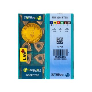 Original TaeguTec WNMG080404-MT TT8115 Carbide Turning Insert - Trigon 80° (10 PCS)
