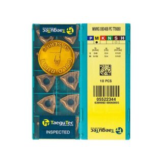 Original TaeguTec WNMG080408-PC TT9080 Carbide Turning Insert - Trigon 80° | Stainless Steel & More (10 PCS)