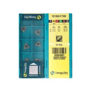 Original TaeguTec TCMT090204-PC TT9080 Carbide Turning Insert - Triangle | Stainless Steel & More (10 PCS)