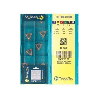 Original TaeguTec TCMT110208-MT TT9080 Carbide Turning Insert - Triangle | Stainless Steel & More (10 PCS)