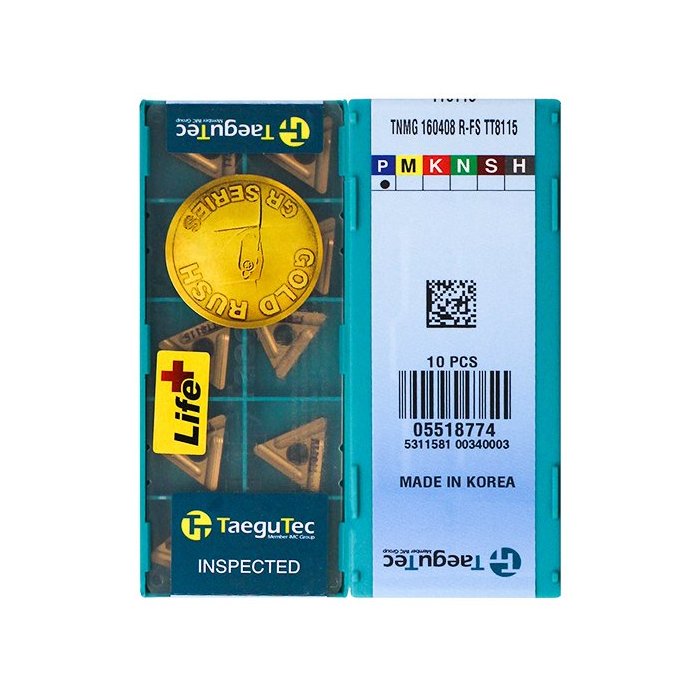 Original TaeguTec TNMG160408R-FS TT8115 Carbide Turning Insert - Triangle (10 PCS)