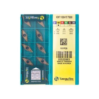 Original TaeguTec VCMT110304-PC TT9080 Carbide Turning Insert - Diamond 35° | Stainless Steel & More (10 PCS)