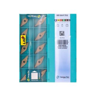 Original TaeguTec VNMG160404-PC TT8125 Carbide Turning Insert - Diamond 35° | Steel (10 PCS)