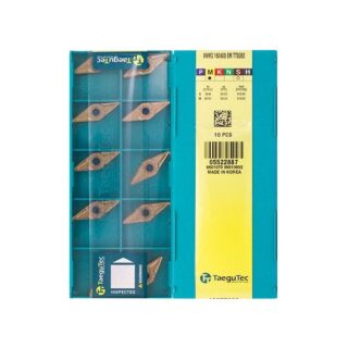 Original TaeguTec VNMG160408-EM TT9080 Carbide Turning Insert - Diamond 35° | Stainless Steel & More (10 PCS)