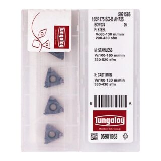 Original Tungaloy 16ER1.75ISO-B AH725 Carbide Insert | Stainless Steel & More (10 PCS)