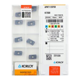 Original Korloy APMT1135PDR KF2500 Carbide Milling Insert - Parallelogram 85° (10 PCS)