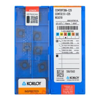 Original Korloy CCMT09T304-C25 NC6310 Carbide Turning Insert - Diamond 80° (10 PCS)