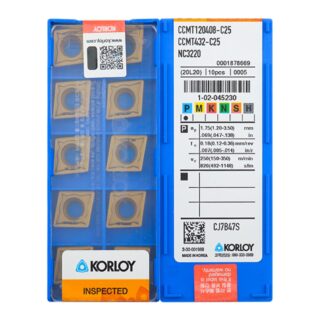 Original Korloy CCMT120408-C25 NC3220 Carbide Turning Insert - Diamond 80° (10 PCS)