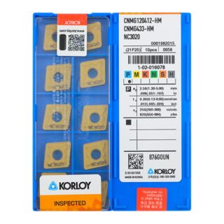 Original Korloy CNMG120412-HM NC3020 Carbide Turning Insert - Diamond 80° | Cast Iron (10 PCS)