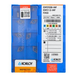 Original Korloy DCMT070208-HMP PC9030 Carbide Turning Insert - Diamond 55° | Steel, Stainless Steel (10 PCS)