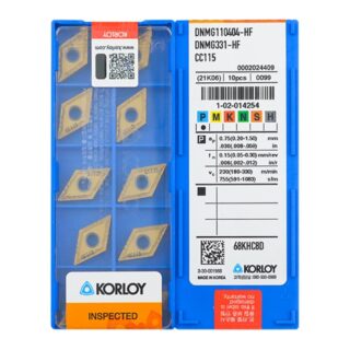 Original Korloy DNMG110404-HF NC3020 Carbide Turning Insert - Diamond 55° | Cast Iron (10 PCS)