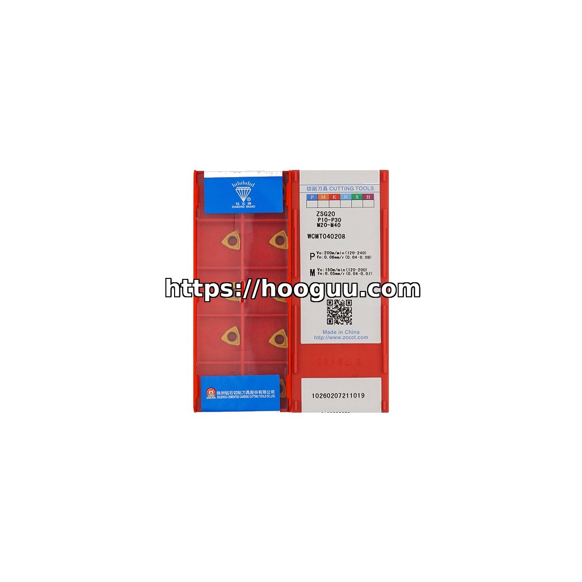 Original ZCC-CT WCMT040208 Carbide Insert - Trigon 80° | Steel, Stainless Steel (10 PCS) ZSG20 WCMT040208 ZSG20