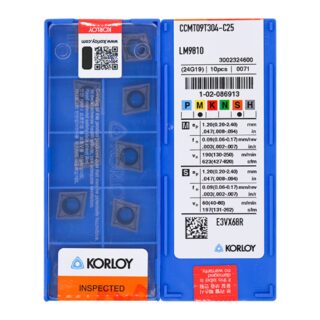 Original Korloy CCMT09T304-C25 LM9810 Carbide Turning Insert - Diamond 80° | Steel, Stainless Steel (10 PCS)