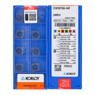 Original Korloy CCMT09T308-HMP LM9810 Carbide Turning Insert - Diamond 80° | Steel, Stainless Steel (10 PCS)