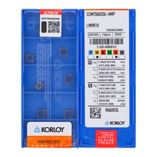 Original Korloy CCMT060204-HMP LM9810 Carbide Turning Insert - Diamond 80° | Steel, Stainless Steel (10 PCS)