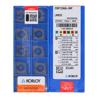 Original Korloy CCMT120404-HMP LM9810 Carbide Turning Insert - Diamond 80° | Steel, Stainless Steel (10 PCS)