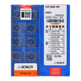 Original Korloy CCMT120408-HMP LM9810 Carbide Turning Insert - Diamond 80° | Steel, Stainless Steel (10 PCS)