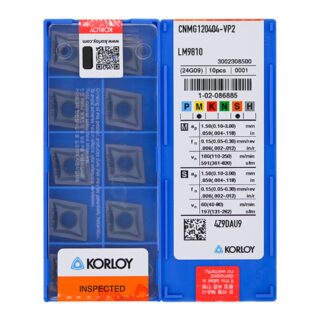 Original Korloy CNMG120404-VP2 LM9810 Carbide Turning Insert - Diamond 80° | Steel, Stainless Steel (10 PCS)
