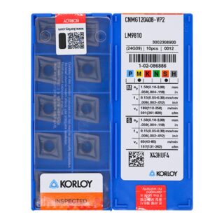 Original Korloy CNMG120408-VP2 LM9810 Carbide Turning Insert - Diamond 80° | Steel, Stainless Steel (10 PCS)