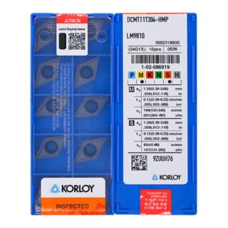 Original Korloy DCMT11T304-HMP LM9810 Carbide Turning Insert - Diamond 55° | Steel, Stainless Steel (10 PCS)