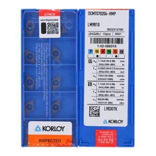 Original Korloy DCMT070204-HMP LM9810 Carbide Turning Insert - Diamond 55° | Steel, Stainless Steel (10 PCS)