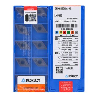 Original Korloy DNMG110404-HS LM9810 Carbide Turning Insert - Diamond 55° | Steel, Stainless Steel (10 PCS)