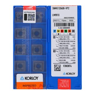Original Korloy SNMG120408-VP2 LM9810 Carbide Turning Insert - Square | Steel, Stainless Steel (10 PCS)