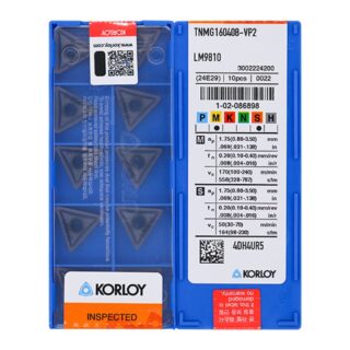 Original Korloy TNMG160408-VP2 LM9810 Carbide Turning Insert - Triangle | Steel, Stainless Steel (10 PCS)