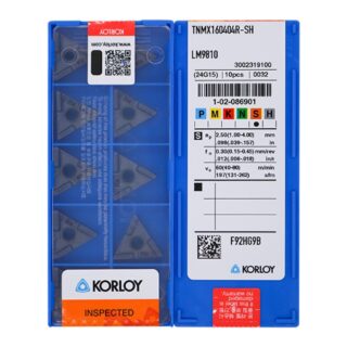 Original Korloy TNMX160404R-SH LM9810 Carbide Turning Insert - Triangle | Steel, Stainless Steel (10 PCS)