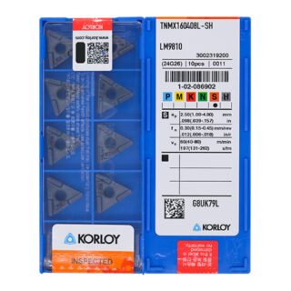Original Korloy TNMX160408L-SH LM9810 Carbide Turning Insert - Triangle | Steel, Stainless Steel (10 PCS)