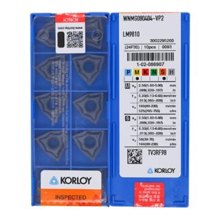 Original Korloy WNMG080404-VP2 LM9810 Carbide Turning Insert - Trigon 80° | Steel, Stainless Steel (10 PCS)