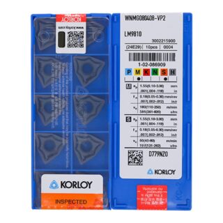 Original Korloy WNMG080408-VP2 LM9810 Carbide Turning Insert - Trigon 80° | Steel, Stainless Steel (10 PCS)