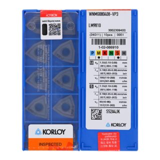 Original Korloy WNMG080408-VP3 LM9810 Carbide Turning Insert - Trigon 80° | Steel, Stainless Steel (10 PCS)