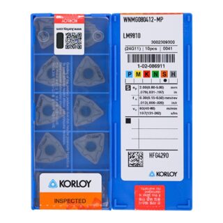 Original Korloy WNMG080412-MP LM9810 Carbide Turning Insert - Trigon 80° | Steel, Stainless Steel (10 PCS)